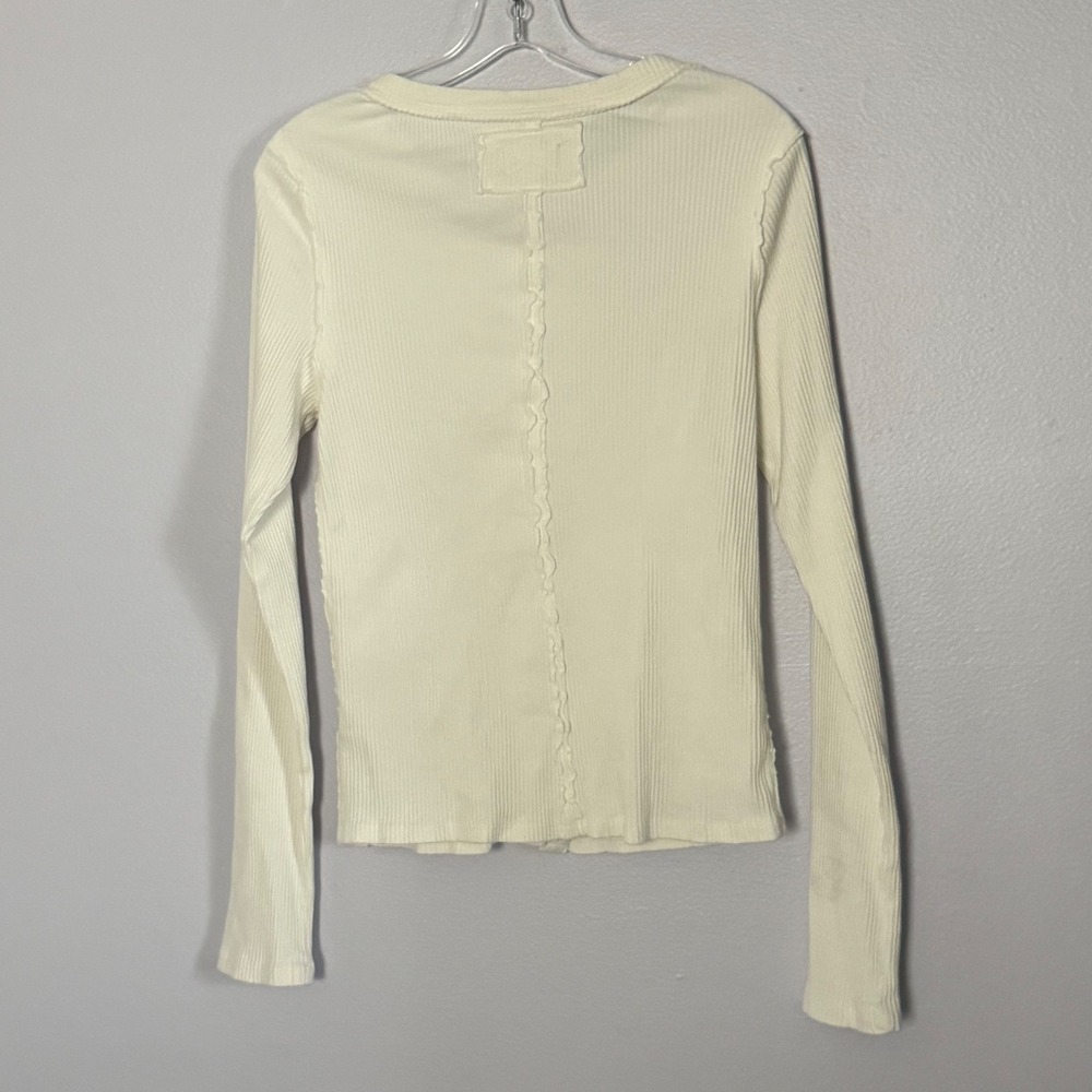 Free People We The Free Its on Cardi Ivory Ribbed Slim Cardigan Y2K 90s - XLarge - Picture 5 of 5